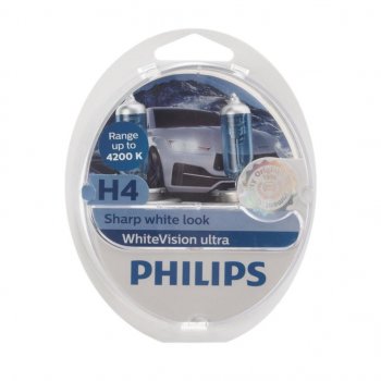 2 369 р. Лампа набор 12V H4 6055W+W5WT105 P43t-38 4200K бокс (2шт.+2шт.) White Vision Ultra PHILIPS PHILIPS 12342wvu2  с доставкой в г. Пермь. Увеличить фотографию 1
