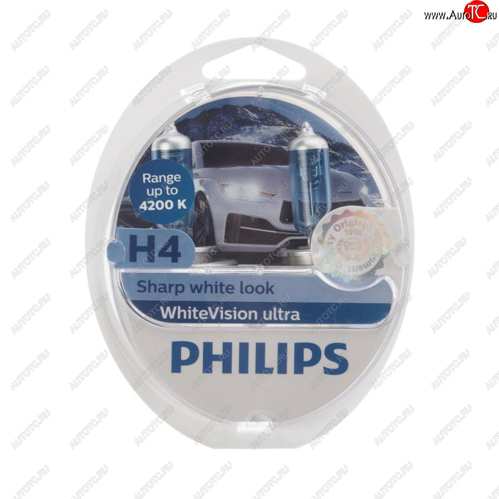 2 369 р. Лампа набор 12V H4 6055W+W5WT105 P43t-38 4200K бокс (2шт.+2шт.) White Vision Ultra PHILIPS PHILIPS 12342wvu2  с доставкой в г. Пермь