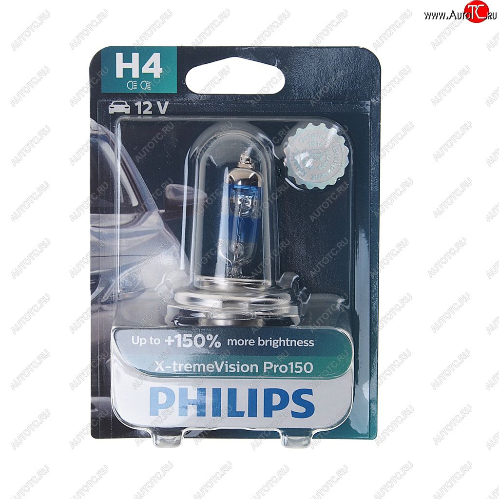 1 199 р. Лампа 12V H4 6055W P43t-38 +150% блистер (1шт.) X-Treme Vision Pro 150 PHILIPS PHILIPS 12342xvproбл  с доставкой в г. Пермь