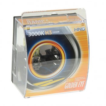 228 р. Лампа 12V H3 55W PK22s 3000К бокс (2шт.) всесезонная Golden Eye HNG HNG 12355ge2  с доставкой в г. Пермь. Увеличить фотографию 1