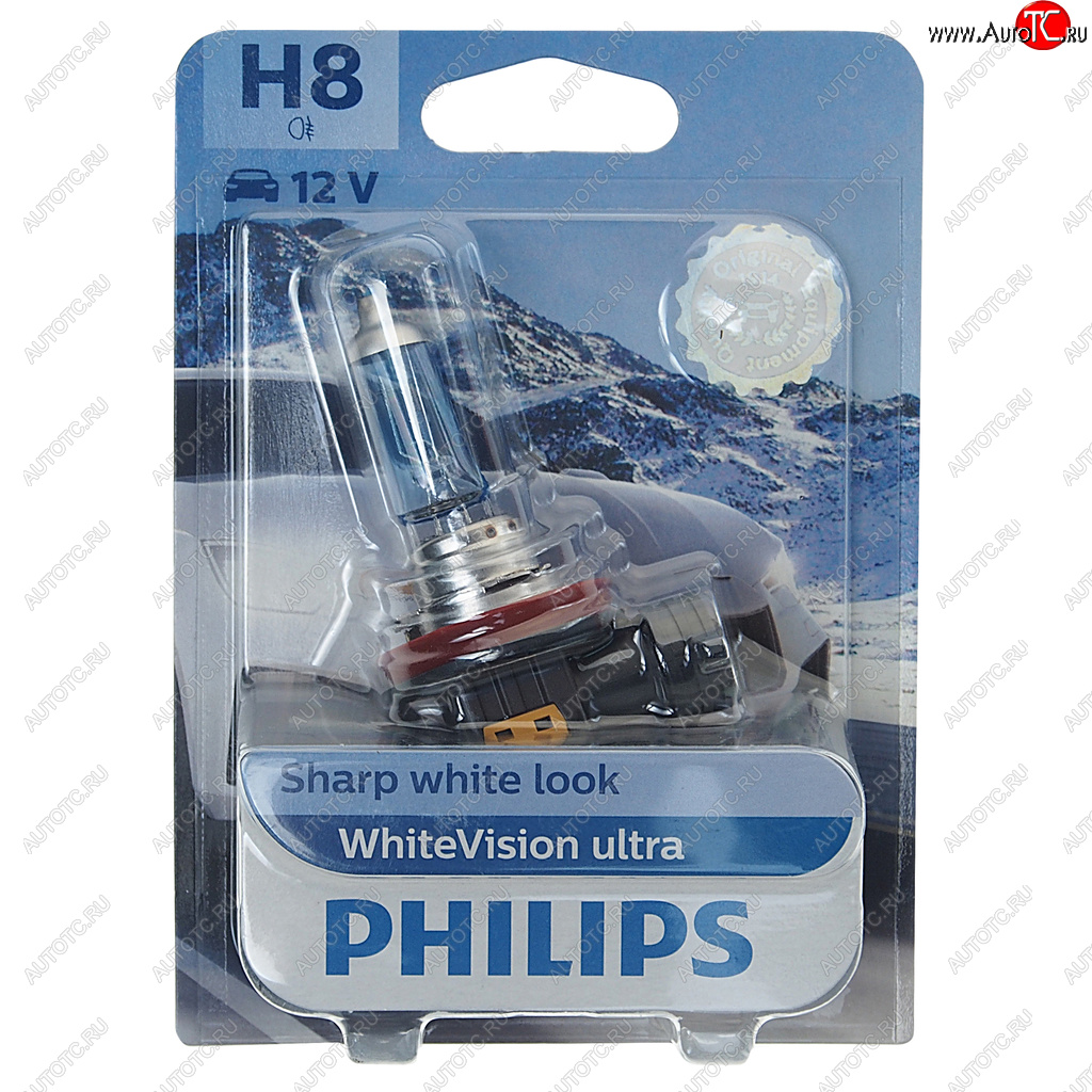 2 989 р. Лампа 12V H8 35W PGJ19-1 блистер (1шт.) White Vision Ultra PHILIPS PHILIPS 12360wvuбл  с доставкой в г. Пермь