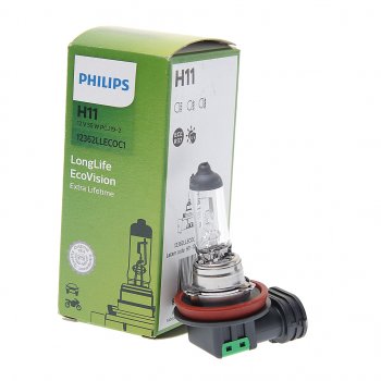 1 079 р. Лампа 12V H11 55W PGJ19-2 Long Life Eco Vision PHILIPS PHILIPS 12362llecoc1  с доставкой в г. Пермь. Увеличить фотографию 1