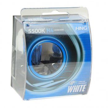 429 р. Лампа 12V H4 6055W P43t 5500К бокс (2шт.) Super White HNG HNG 12443sw2  с доставкой в г. Пермь. Увеличить фотографию 1