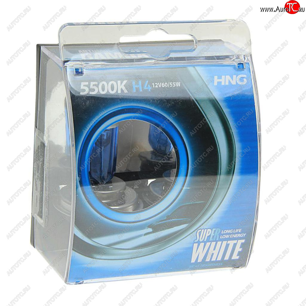 429 р. Лампа 12V H4 6055W P43t 5500К бокс (2шт.) Super White HNG HNG 12443sw2  с доставкой в г. Пермь