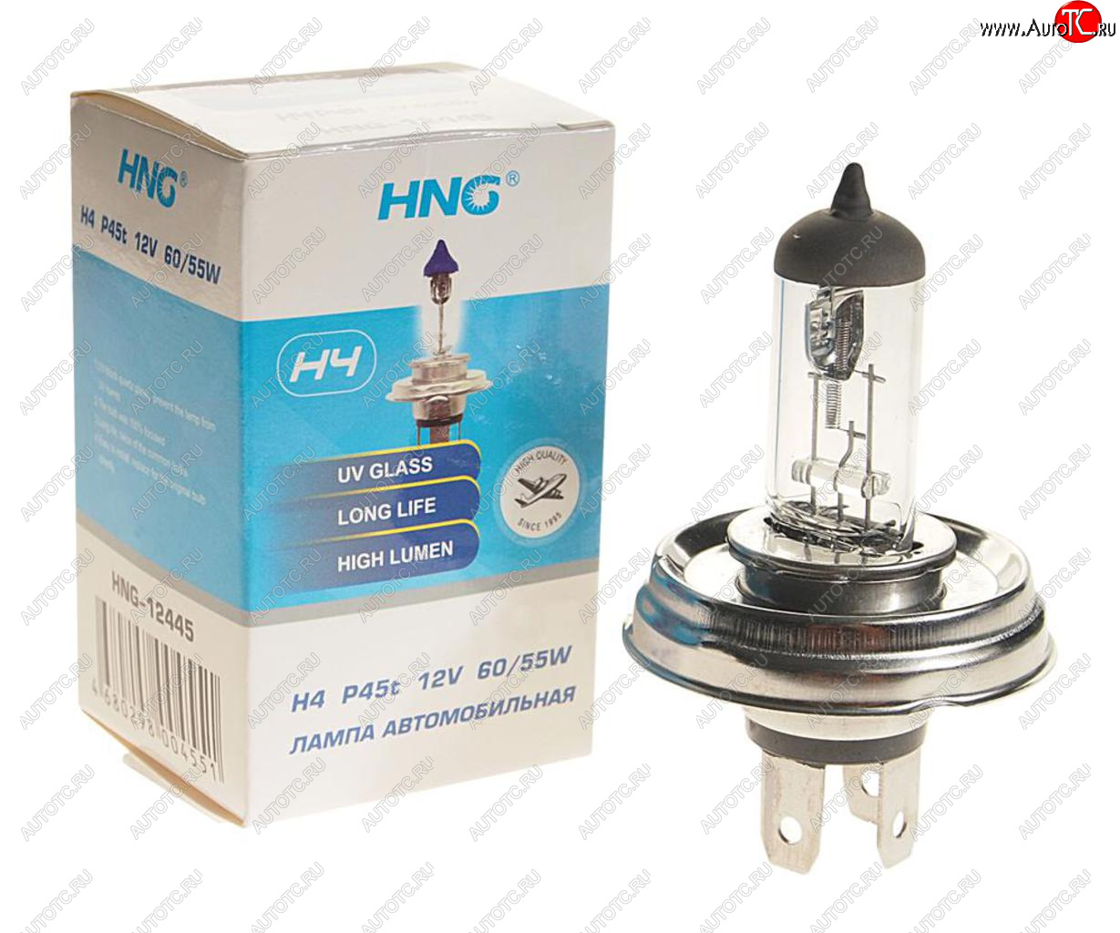 167 р. Лампа 12V H4 6055W P45t Long Life HNG HNG 12445  с доставкой в г. Пермь