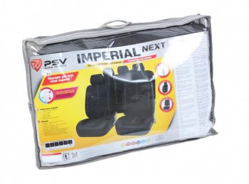 3 599 р. Универсальные чехлы сидений (майка, 11 предм., экокожа) Imperial Next PSV   (черные, белая отстрочка)  с доставкой в г. Пермь. Увеличить фотографию 2