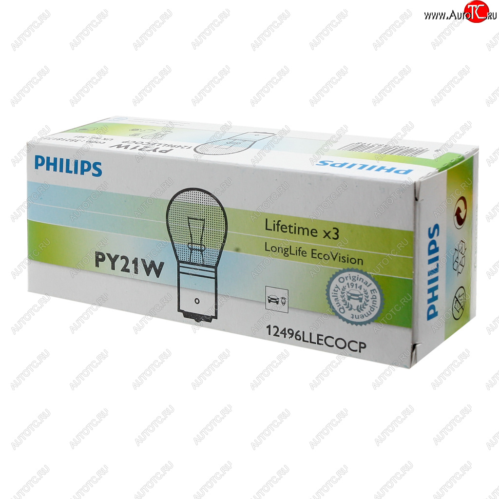 172 р. Лампа 12V PY21W BAU15s желтая Yellow Long Life Eco Vision PHILIPS PHILIPS 12496llecocp  с доставкой в г. Пермь