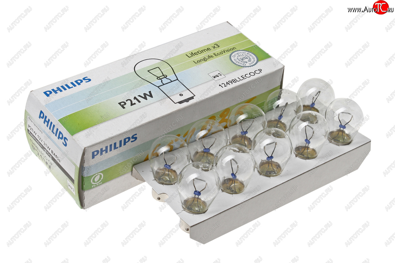 117 р. Лампа 12V P21W BA15s Long Life Eco Vision PHILIPS PHILIPS 12498llecocp  с доставкой в г. Пермь