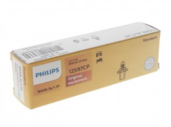 84 р. Лампа 12V 1.2W BAX8.3d черный патрон PHILIPS PHILIPS 12597cp  с доставкой в г. Пермь. Увеличить фотографию 2