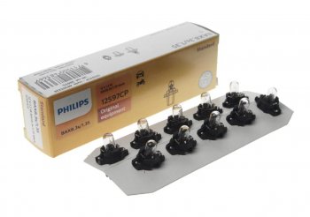 84 р. Лампа 12V 1.2W BAX8.3d черный патрон PHILIPS PHILIPS 12597cp  с доставкой в г. Пермь. Увеличить фотографию 1