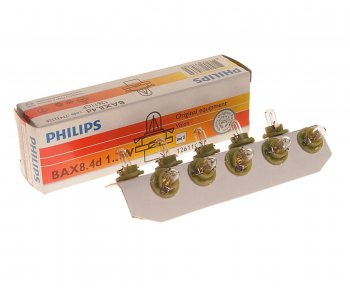 88 р. Лампа 12V 1.3W BAX8.4d зеленый патрон PHILIPS PHILIPS 12611cp  с доставкой в г. Пермь. Увеличить фотографию 1