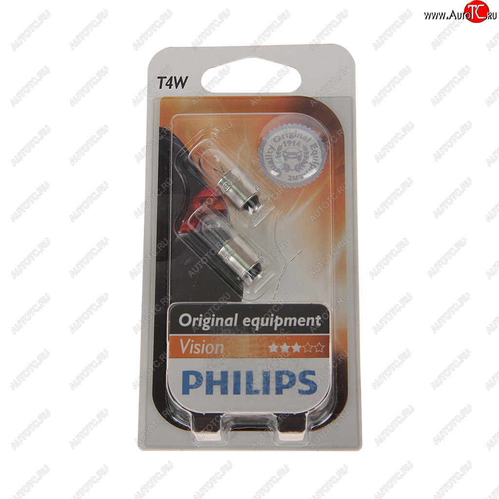 134 р. Лампа 12V T4W BA9s блистер (2шт.) PHILIPS PHILIPS 12929b2  с доставкой в г. Пермь