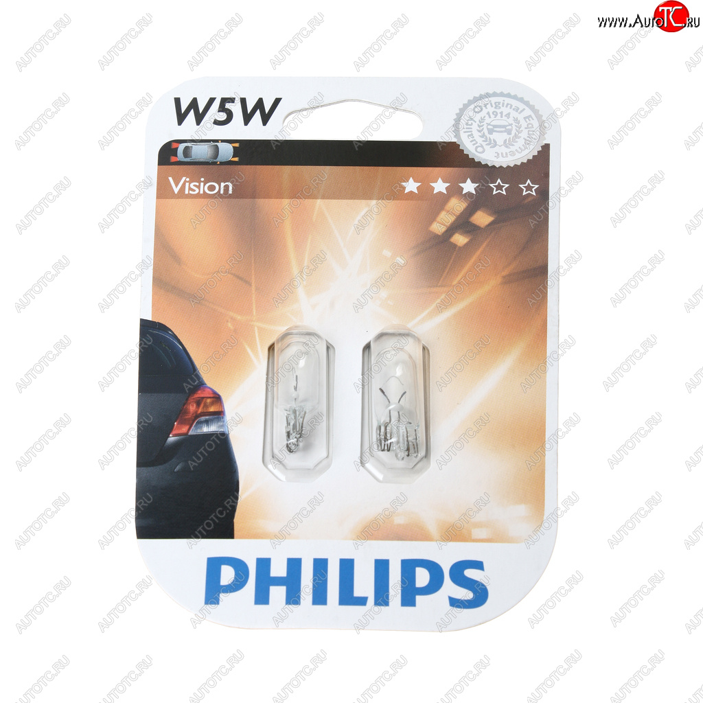 136 р. Лампа 12V W5W T10W W2.1x9.5d блистер (2шт.) PHILIPS PHILIPS 12961b2  с доставкой в г. Пермь