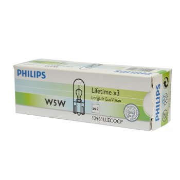 108 р. Лампа 12V W5W T10W W2.1x9.5d Long Life Eco Vision PHILIPS PHILIPS 12961llecocp  с доставкой в г. Пермь. Увеличить фотографию 1