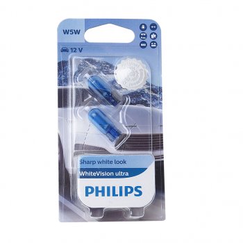 369 р. Лампа 12V W5W T10W W2.1х9.5d 4200K блистер (2шт.) White Vision Ultra PHILIPS PHILIPS 12961wvu2бл  с доставкой в г. Пермь. Увеличить фотографию 1