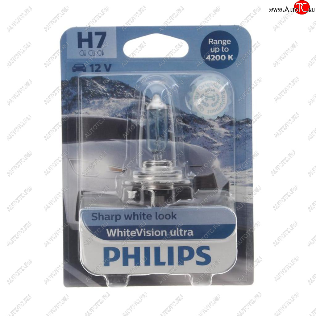 1 559 р. Лампа 12V H7 55W PX26d 4200K блистер (1шт.) White Vision Ultra PHILIPS PHILIPS 12972wvuбл  с доставкой в г. Пермь