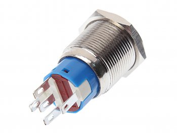 649 р. Выключатель кнопка 5-ти контактная d=19мм без фиксации хром NO NAME 12v5a  с доставкой в г. Пермь. Увеличить фотографию 2