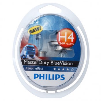 3 099 р. Лампа 24V H4 7570W P43t бокс (2шт.) Master Duty Blue Vision PHILIPS PHILIPS 13342mdbvs2  с доставкой в г. Пермь. Увеличить фотографию 1