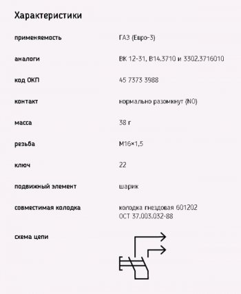 208 р. Выключатель заднего хода ГАЗ-3110,3302,МТЗ ЭМИ ЭМИ 1352.3768  с доставкой в г. Пермь. Увеличить фотографию 2