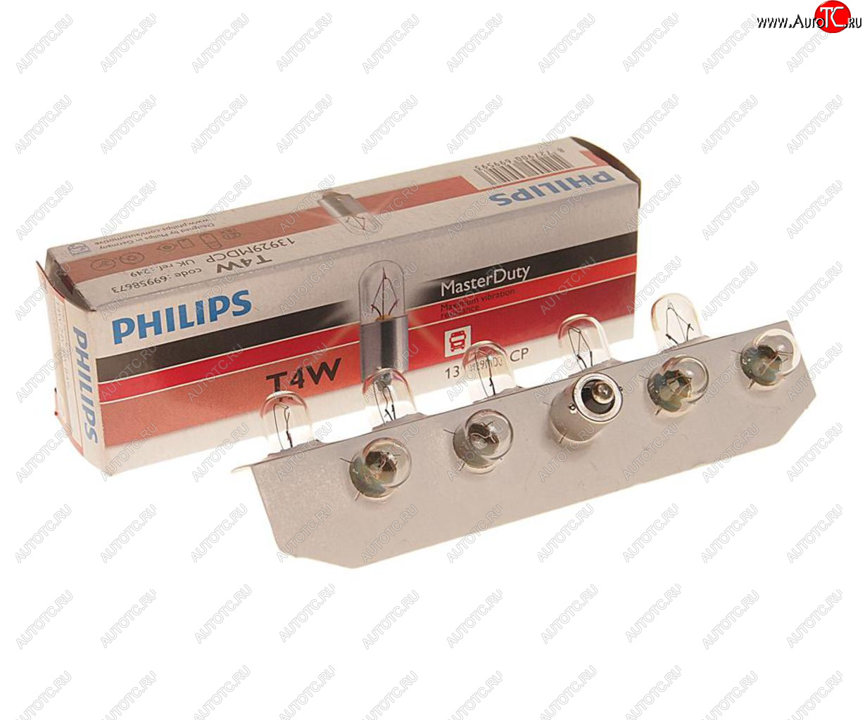 63 р. Лампа 24V T4W BA9s Master Duty PHILIPS PHILIPS 13929mdcp  с доставкой в г. Пермь