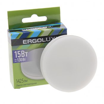 163 р. Лампа светодиодная GX53 15W(130W) 220V дневной свет ERGOLUX ERGOLUX 14240  с доставкой в г. Пермь. Увеличить фотографию 1
