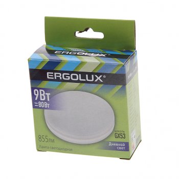 99 р. Лампа светодиодная GX53 9W(80W) 220V дневной свет ERGOLUX ERGOLUX 14309  с доставкой в г. Пермь. Увеличить фотографию 3