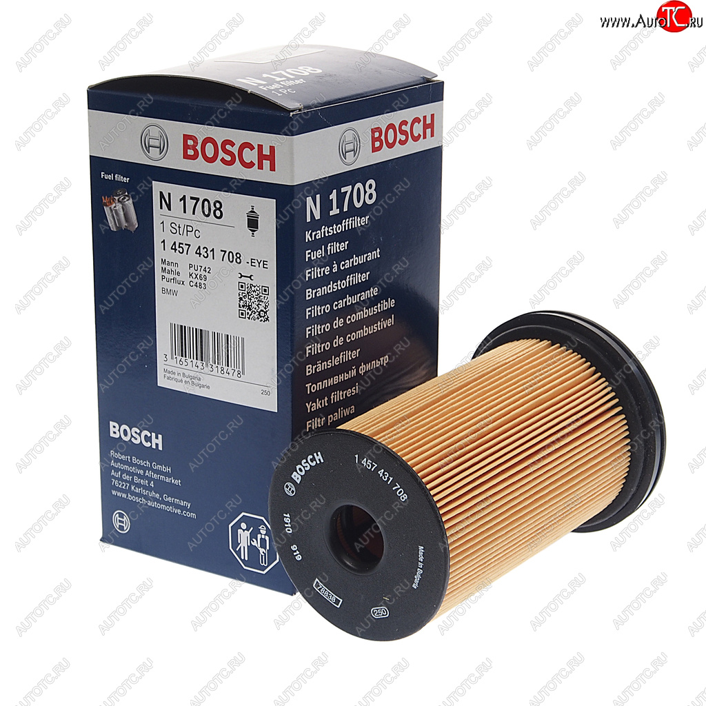 799 р. Фильтр топливный BMW 3 (E36,E46) (98-05) BOSCH BOSCH 1457431708  с доставкой в г. Пермь