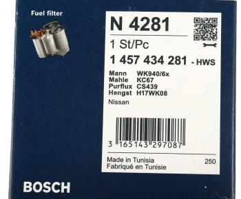 2 899 р. Фильтр топливный NISSAN Pathfinder (R51M),Primera (P10,P11,P12),X-Trail (01-) (D/TDI) BOSCH BOSCH 1457434281 BOSCH 1457434281  с доставкой в г. Пермь. Увеличить фотографию 4