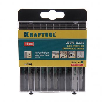 899 р. Пилка для лобзика набор 10шт. универсальные KRAFTOOL KRAFTOOL 159590-h10  с доставкой в г. Пермь. Увеличить фотографию 1