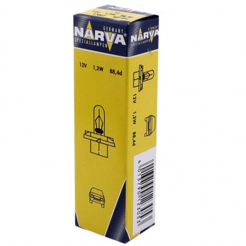 69 р. Лампа 12V 1.2W B8.4d голубой патрон Plastic Base NARVA NARVA 170273000  с доставкой в г. Пермь. Увеличить фотографию 1
