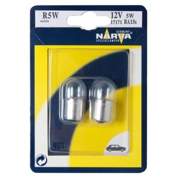 115 р. Лампа 12V R5W BA15s блистер (2шт.) NARVA NARVA 171714000  с доставкой в г. Пермь. Увеличить фотографию 1