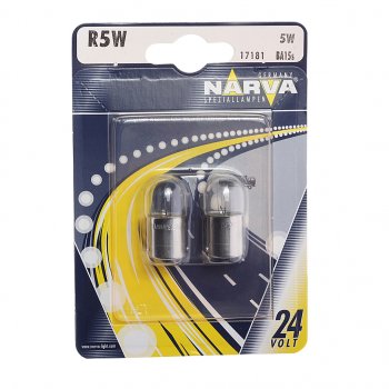 106 р. Лампа 24V R5W BA15s блистер (2шт.) NARVA NARVA 171814000  с доставкой в г. Пермь. Увеличить фотографию 1