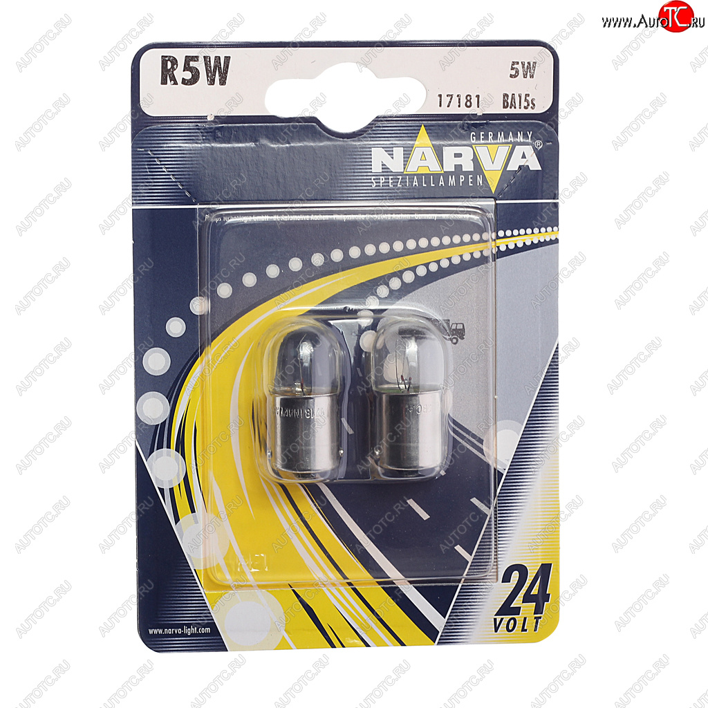 106 р. Лампа 24V R5W BA15s блистер (2шт.) NARVA NARVA 171814000  с доставкой в г. Пермь