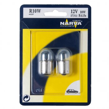 121 р. Лампа 12V R10W BA15s блистер (2шт.) NARVA NARVA 173114000  с доставкой в г. Пермь. Увеличить фотографию 1