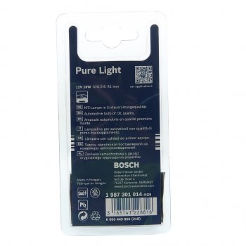 158 р. Лампа 12V C10W SV8.5-8 блистер (2шт.) Pure Light BOSCH BOSCH 1987301014  с доставкой в г. Пермь. Увеличить фотографию 2