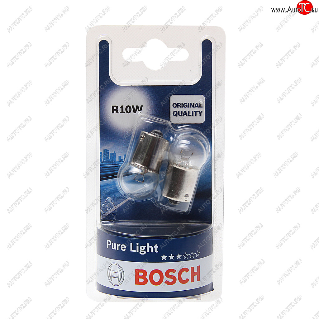 162 р. Лампа 12V R10W BA15s блистер (2шт.) Pure Light BOSCH BOSCH 1987301019  с доставкой в г. Пермь