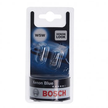 349 р. Лампа 12V W5W T10W W2.1x9.5d блистер (2шт.) Xenon Blue BOSCH BOSCH 1987301033  с доставкой в г. Пермь. Увеличить фотографию 1
