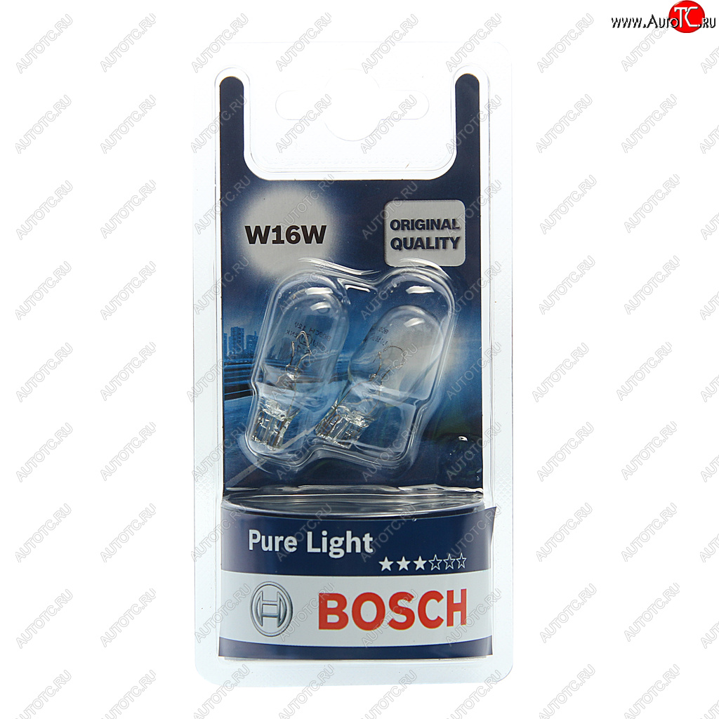 194 р. Лампа 12V W16W W2.1x9.5d блистер (2шт.) Pure Light BOSCH BOSCH 1987301049  с доставкой в г. Пермь