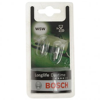 199 р. Лампа 12V W5W T10W W2.1x9.5d блистер (2шт.) Longlife Daytime BOSCH BOSCH 1987301052  с доставкой в г. Пермь. Увеличить фотографию 1