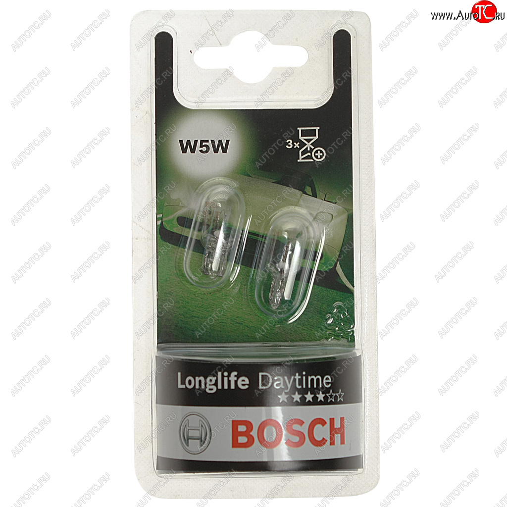 199 р. Лампа 12V W5W T10W W2.1x9.5d блистер (2шт.) Longlife Daytime BOSCH BOSCH 1987301052  с доставкой в г. Пермь