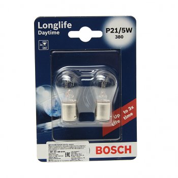 220 р. Лампа 12V P215W BAY15d блистер (2шт.) Longlife Daytime BOSCH BOSCH 1987301055  с доставкой в г. Пермь. Увеличить фотографию 1
