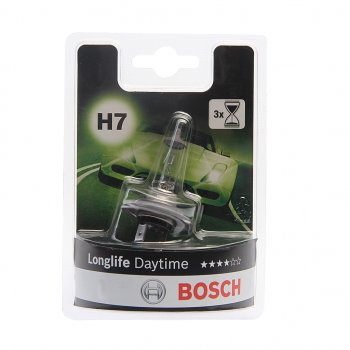 489 р. Лампа 12V H7 55W PX26d +10% блистер (1шт.) Longlife Daytime BOSCH BOSCH 1987301057  с доставкой в г. Пермь. Увеличить фотографию 1