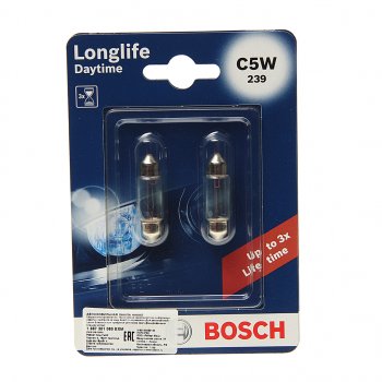 151 р. Лампа 12V C5W SV8.5-8 (2шт.) Longlife Daytime BOSCH BOSCH 1987301060  с доставкой в г. Пермь. Увеличить фотографию 1