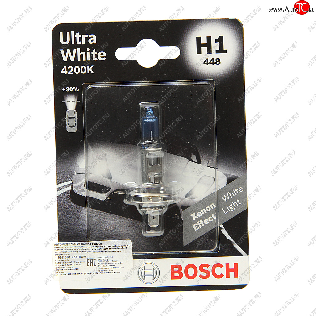 429 р. Лампа 12V H1 55W P14.5s блистер (1шт.) Ultra White BOSCH BOSCH 1987301088  с доставкой в г. Пермь