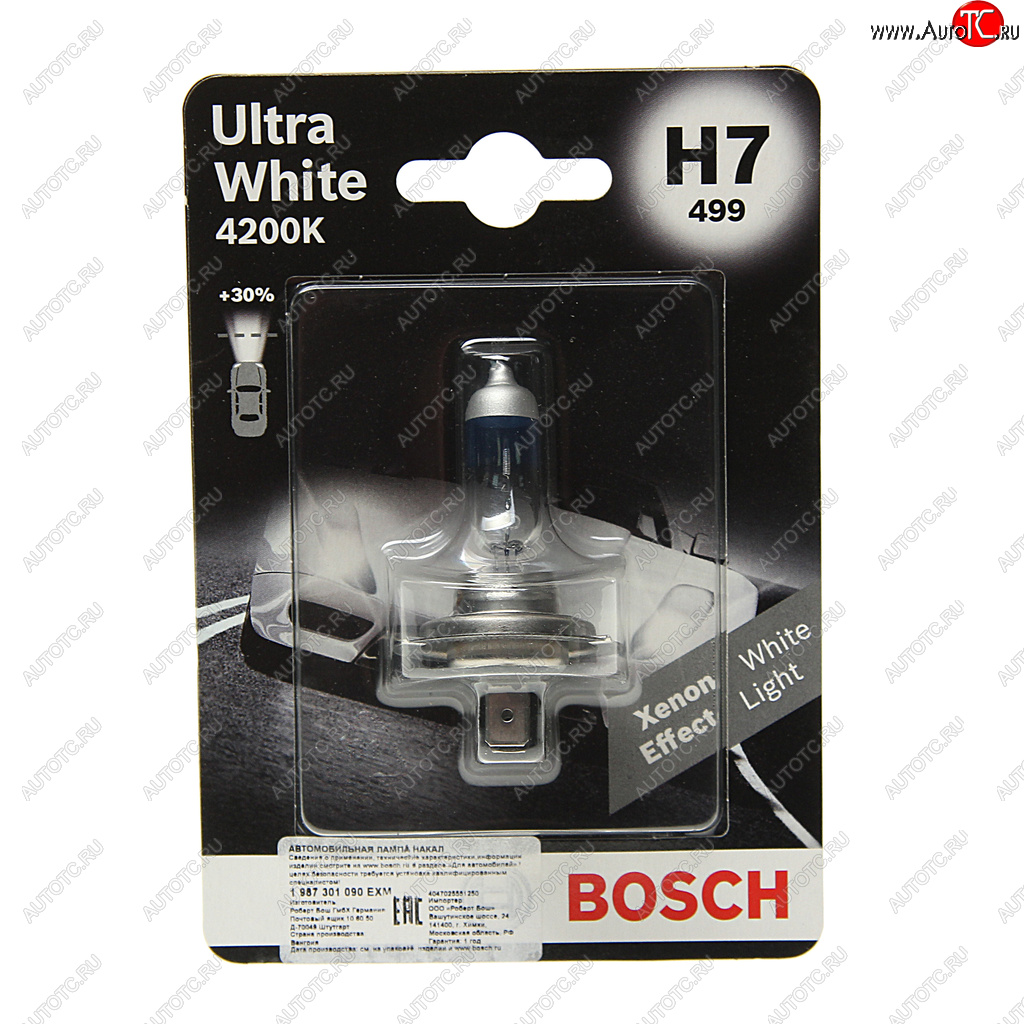 559 р. Лампа 12V H7 55W PX26d блистер (1шт.) Ultra White BOSCH BOSCH 1987301090  с доставкой в г. Пермь