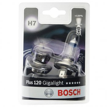 1 349 р. Лампа 12V H7 55W PX26d +120% блистер (2шт.) Gigalight Plus 120 Pure Light BOSCH BOSCH 1987301426  с доставкой в г. Пермь. Увеличить фотографию 1