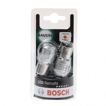 2 399 р. Лампа светодиодная 12V PY21W BAU15s блистер (2шт.) Retrofit BOSCH BOSCH 1987301520  с доставкой в г. Пермь. Увеличить фотографию 1