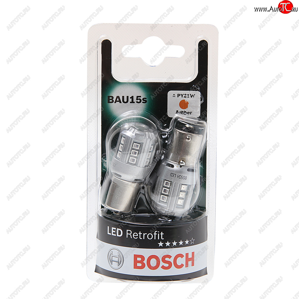 2 399 р. Лампа светодиодная 12V PY21W BAU15s блистер (2шт.) Retrofit BOSCH BOSCH 1987301520  с доставкой в г. Пермь
