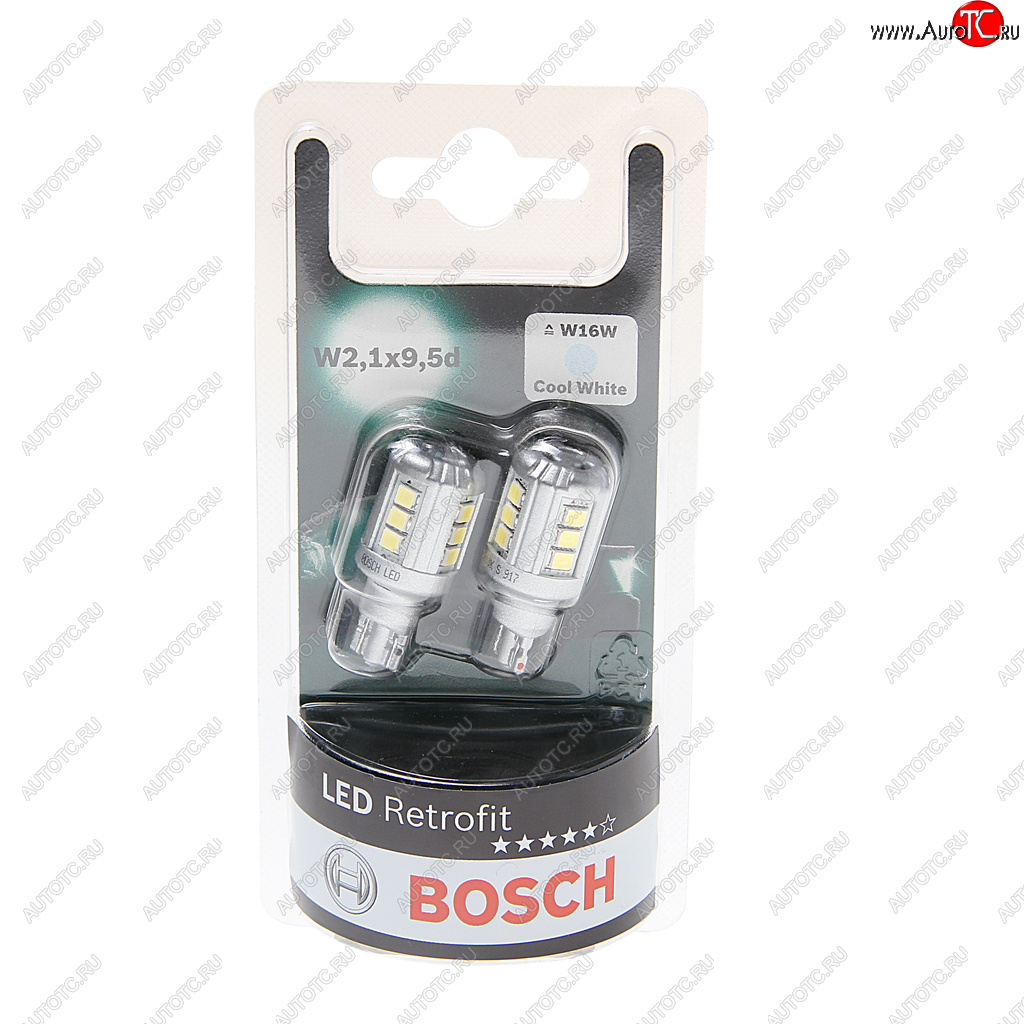 1 899 р. Лампа светодиодная 12V W16W W2.1x9.5d 6000K блистер (2шт.) Retrofit BOSCH BOSCH 1987301523  с доставкой в г. Пермь