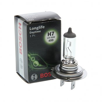 439 р. Лампа 12V H7 55W PX26d Longlife Daytime BOSCH BOSCH 1987302078  с доставкой в г. Пермь. Увеличить фотографию 1